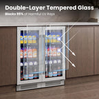 Yeego Beverage Refrigerator - 24 inch 180 Cans Beer Cooler with Glass Door