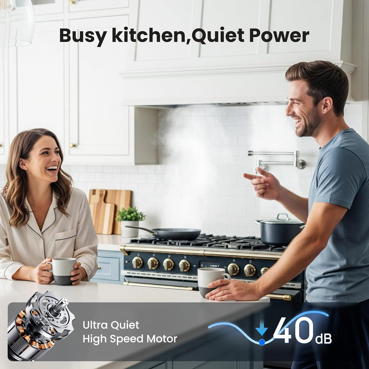 VIKIO HOME 30 Inch Range Hood Insert, 980 CFM, Dual-Intake, Gesture & Touch