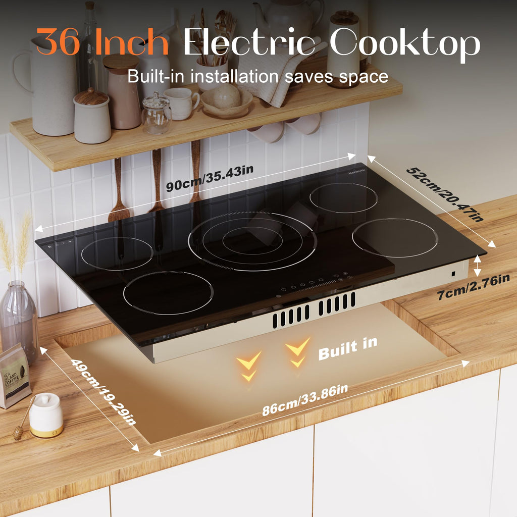 2 Burner Electric Cooktop 110V, 2000W, 24" Countertop & Built-in