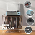 Seasonlife® Retro Vinyl Record Player with Stereo Speakers,Walnut Brown