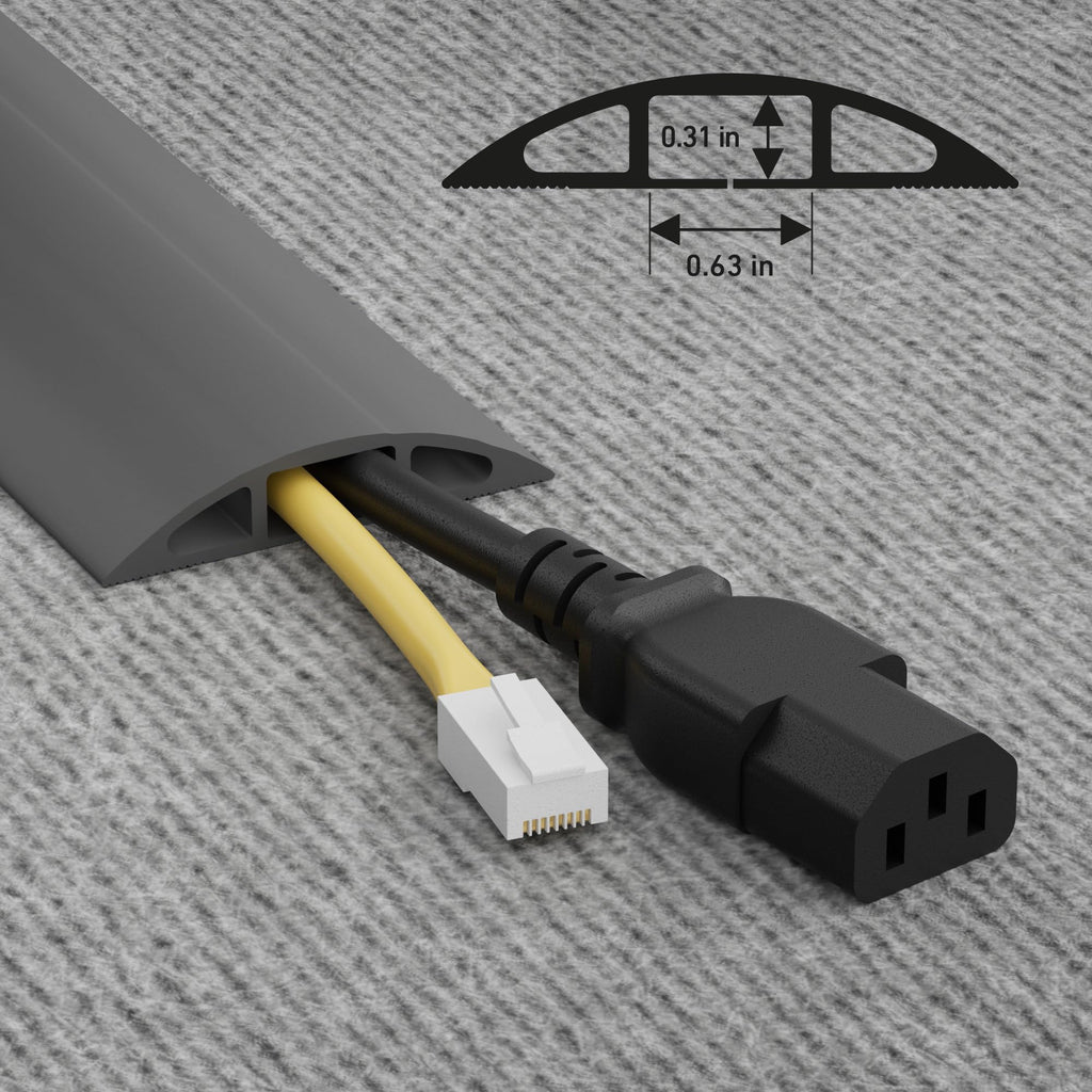 D-Line 6ft Floor Cord Cover, Cable Protector, Hide Extension Cords, Protect Cords, Prevent Cable Trips, Heavy Duty Cord Hider - Cable Cavity = 0.63" (W) x 0.31" (H) - Beige