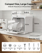 EUHOMY Countertop Dishwasher Portable, 6 Programs with 40 dB, No Hookup