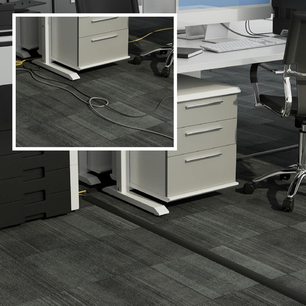 D-Line 6ft Floor Cord Cover, Cable Protector, Hide Extension Cords, Protect Cords, Prevent Cable Trips, Heavy Duty Cord Hider - Cable Cavity = 0.63" (W) x 0.31" (H) - Beige