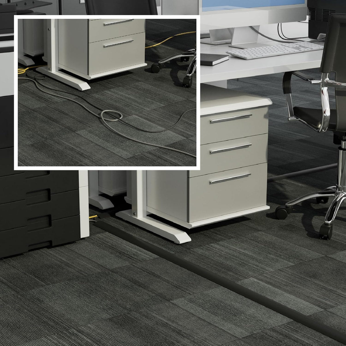 D-Line 6ft Floor Cord Cover, Cable Protector, Hide Extension Cords, Protect Cords, Prevent Cable Trips, Heavy Duty Cord Hider - Cable Cavity = 0.63" (W) x 0.31" (H) - Beige