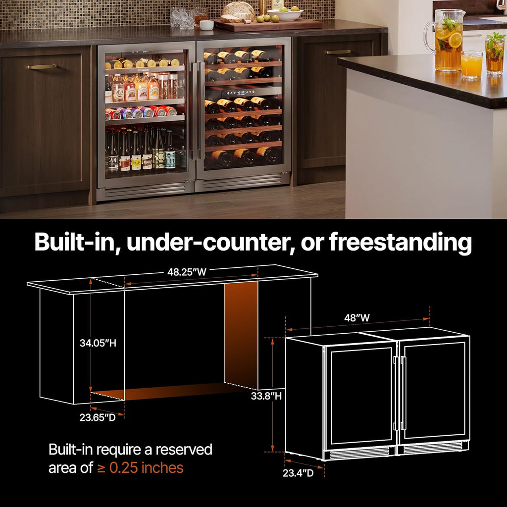 Ca'Lefort 48 Inch Wine & Beverage Refrigerator, 200 Can and 46 Bottle