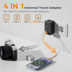 TESSAN UK to Universal Travel Adapter, 1 Pack, Black