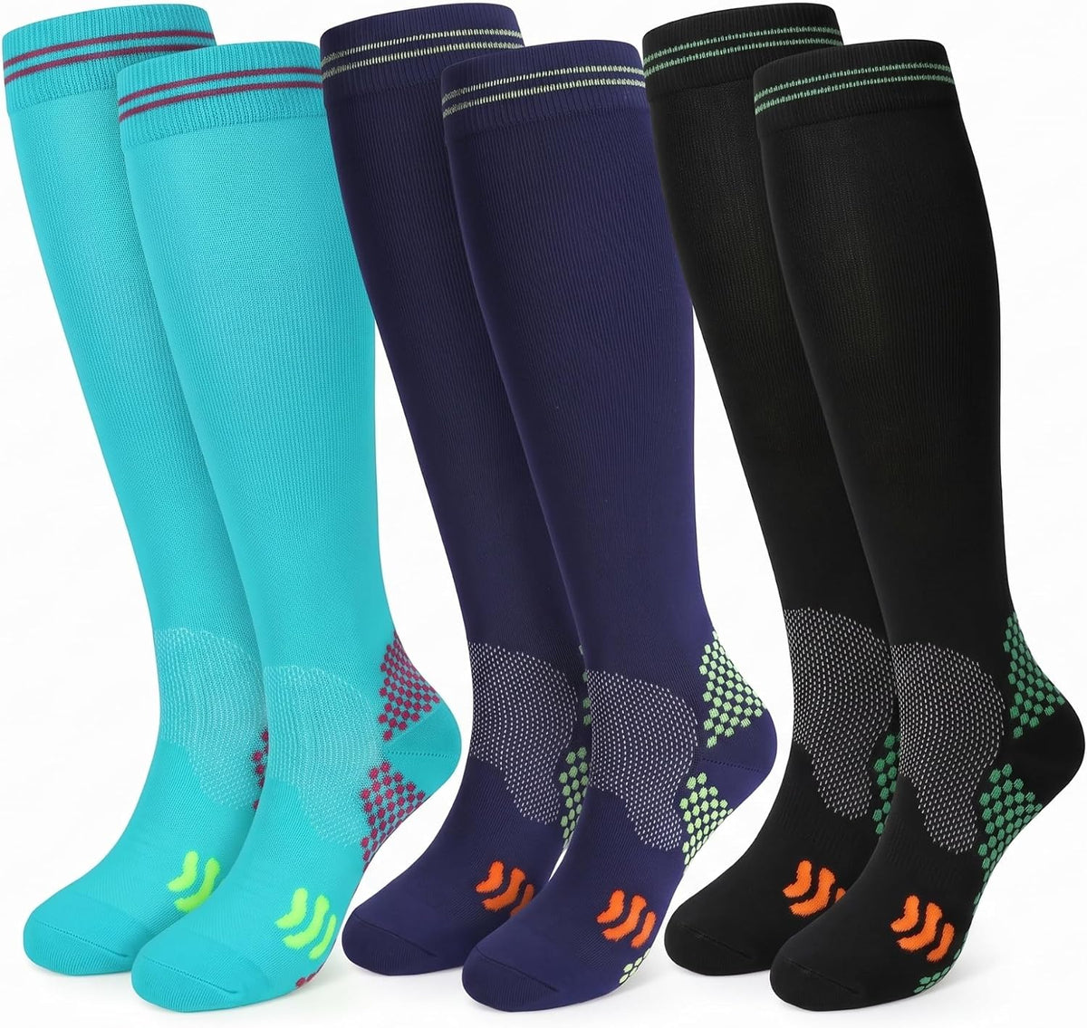 Compression Socks, (2/4/6/7 Pairs) for Men & Women 15-20 mmHg is Best for Athletics, Running, Flight Travel, Support