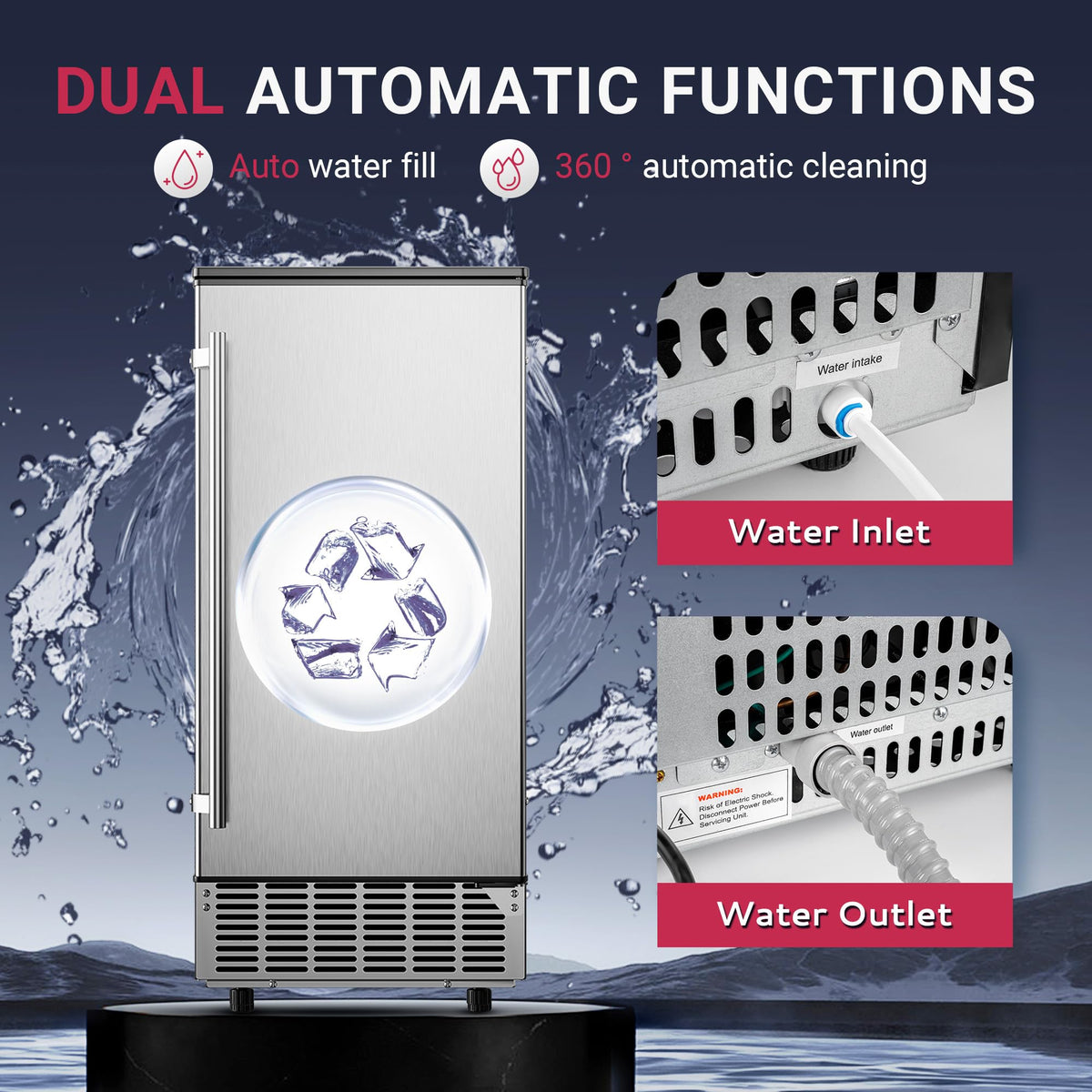 EUHOMY Nugget Ice Maker Countertop with Handle, Max 40lbs Daily Sonic Ice
