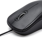 Amazon Basics USB Silent Wired Mouse, Black, 3-Button Optical