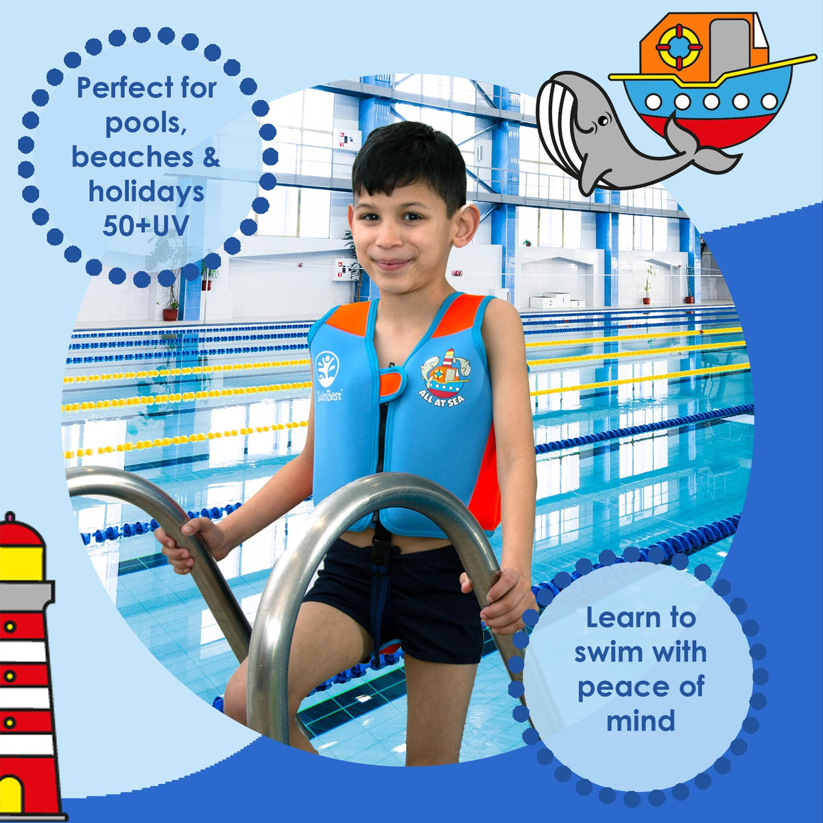 SwimBest Swim Vest - For Baby, Toddler & Kids. Adjustable Buoyancy Swim Jacket, ideal for pools/beaches/holidays & Learning to Swim