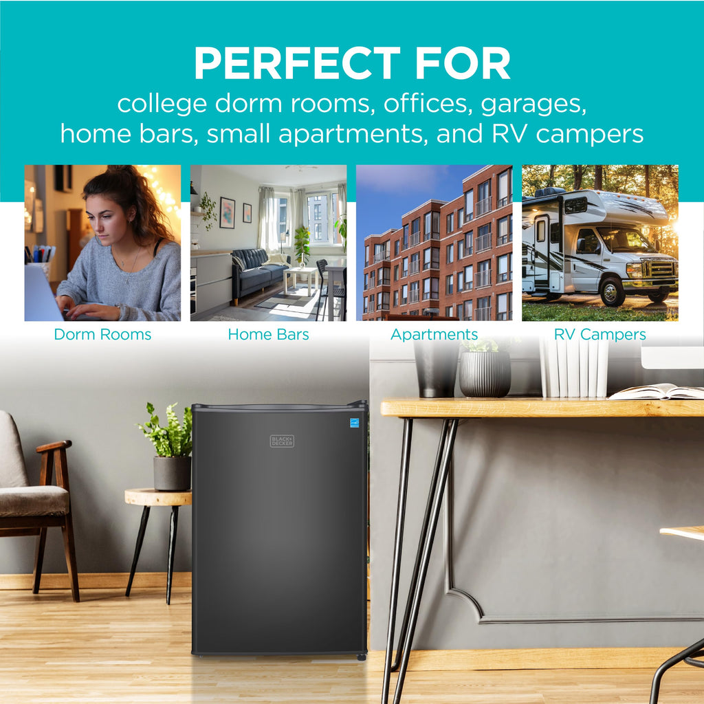 BLACK+DECKER 2.5 Cu. Ft. Compact Refrigerator, BCRK25V, Stainless Look