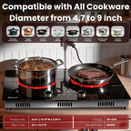 2 Burner Electric Cooktop 110V, 2000W Shard Power