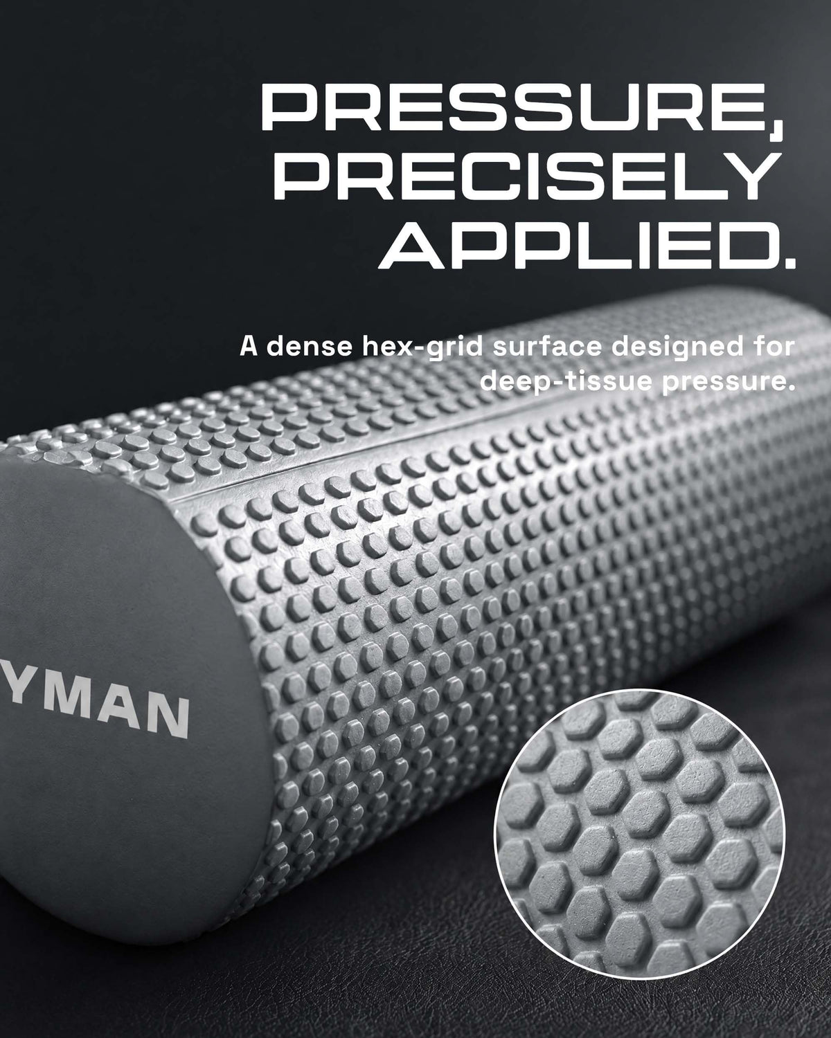 KAYMAN Sports Foam Roller, Deep Tissue Muscle Recovery, 44.5 x 15cm, Black