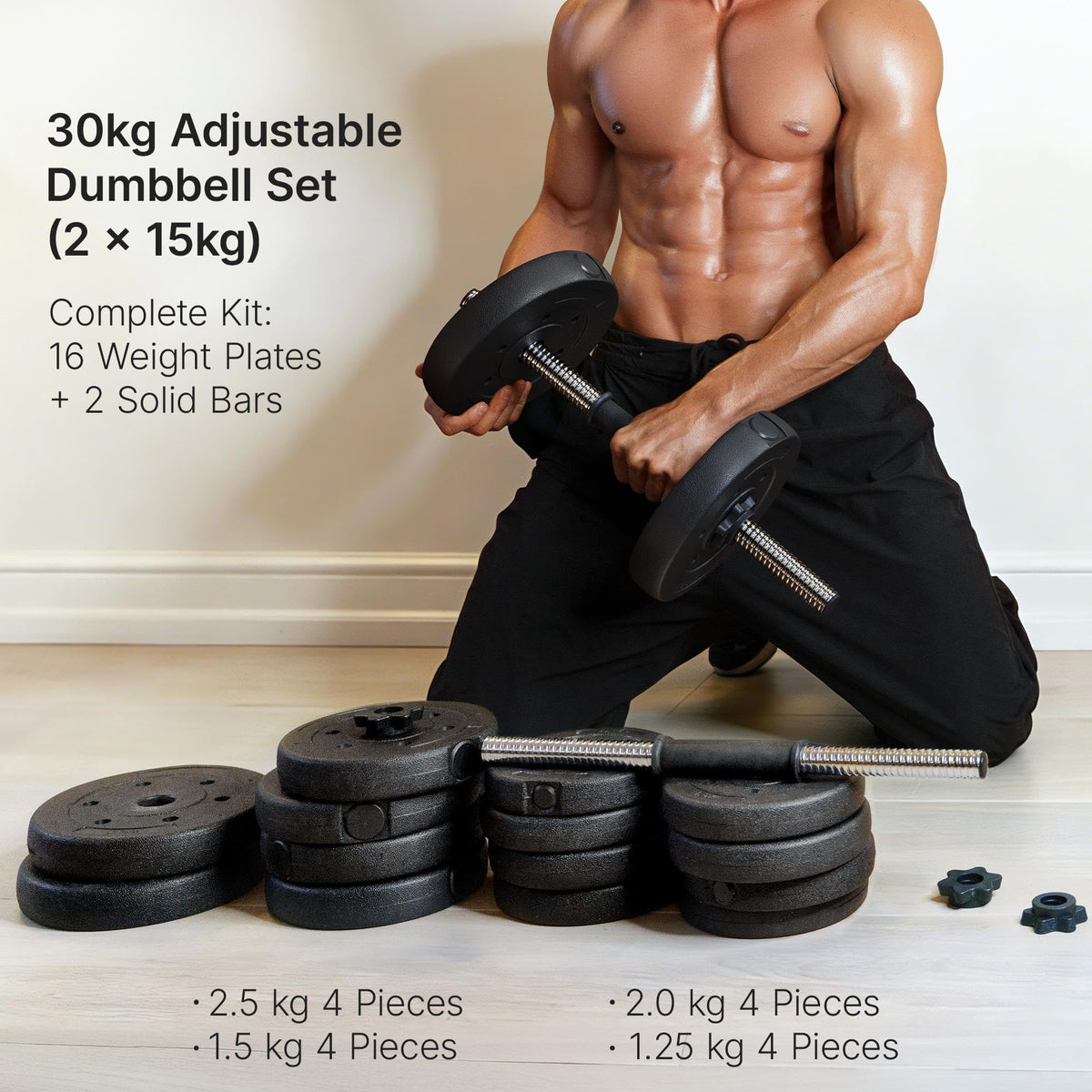Yaheetech 30KG/25KG/20KG/15KG Adjustable Dumbbells Weight Set for Men/Women