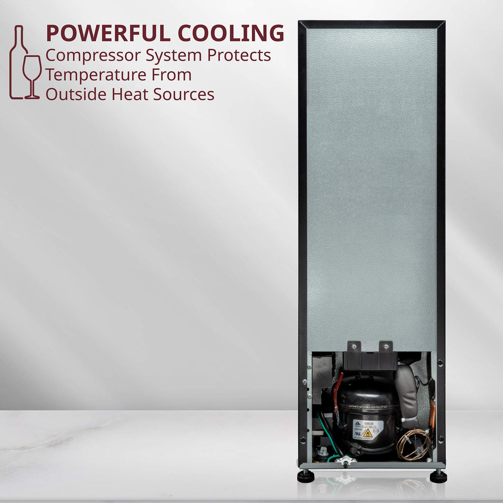 SCHMÉCKÉ 12 Bottle Compressor Wine Cooler Refrigerator w/Lock - Large Freestanding Wine Cellar For Red, White, Champagne or Sparkling Wine - 41f-64f Digital Temperature Control Fridge Stainless Steel