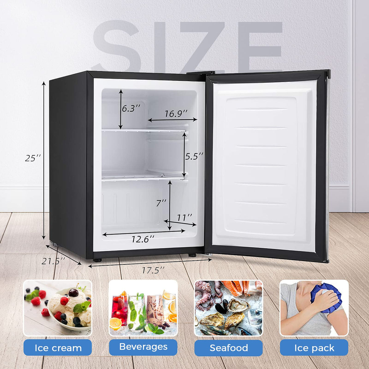 Kismile Small Freezer Upright, 3.0 Cu.ft Mini Freezer, Stainless Steel