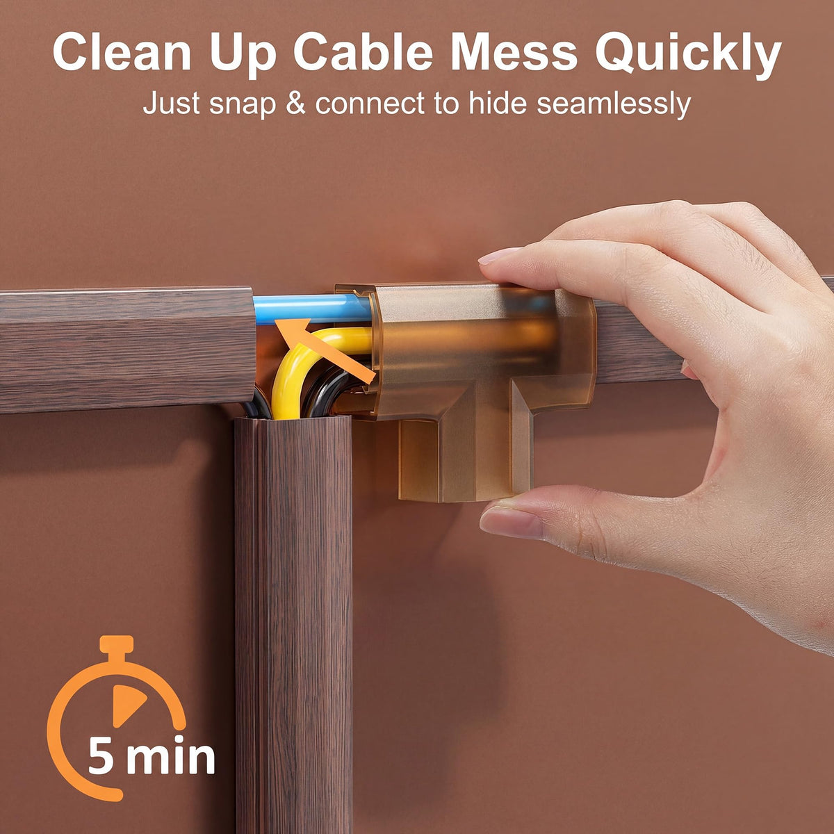 Yecaye TV Cord Hider, 42in Cord Cover Wall Mounted, W1.18in H0.6in, Beige