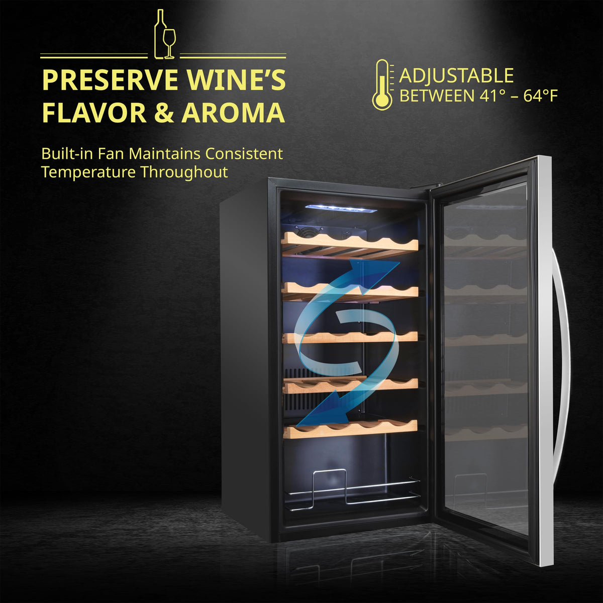 SCHMÉCKÉ 12 Bottle Compressor Wine Cooler Refrigerator w/Lock - Large Freestanding Wine Cellar For Red, White, Champagne or Sparkling Wine - 41f-64f Digital Temperature Control Fridge Stainless Steel