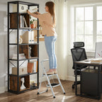 SONGMICS 3-Step Ladder, Folding Step Ladder, Safety, Holds up to 150KG