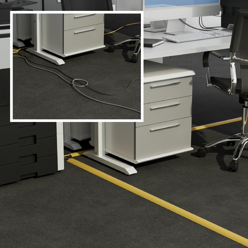 D-Line 6ft Floor Cord Cover, Cable Protector, Hide Extension Cords, Protect Cords, Prevent Cable Trips, Heavy Duty Cord Hider - Cable Cavity = 0.63" (W) x 0.31" (H) - Beige