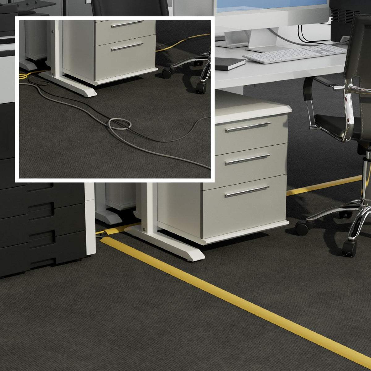 D-Line 6ft Floor Cord Cover, Cable Protector, Hide Extension Cords, Protect Cords, Prevent Cable Trips, Heavy Duty Cord Hider - Cable Cavity = 0.63" (W) x 0.31" (H) - Beige