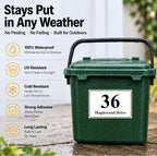 Set of 4 Personalised Wheelie Bin Stickers, Custom Bin Number Stickers with House Number and Street Name, Waterproof Labels for Rubbish and Recycling Bins, Easy Apply, 100 x 150mm (Style - Classic)