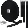 YMCRLUX 1"x64ft Hook and Loop Straps with 70 Metal Buckles, Adjustable Fastening Cable Straps, Cut-to-Length Cinch Strap, Reusable Nylon Securing Cord Ties for Organizer or Storage, 1 inch Wide, Black