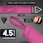 RDX Boxing Hand Wraps 4.5M / 180 Inches – Mexican Style Semi-Elastic MMA Inner Gloves - Wrist Support for Muay Thai, Kickboxing, BJJ, Karate - Thumb Loop & Hook and Loop Closure - Cotton & Nylon Blend
