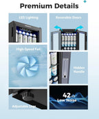 EUHOMY 24 Can Mini Fridge, 18L Beverage Refrigerator with Quiet Compressor