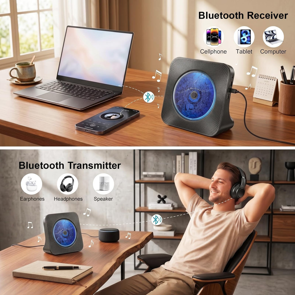 Gueray CD Player Portable Bluetooth Desktop CD Players for Home