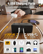 3Ft Short Extension Cord with Multiple Outlets, Surge Protector Power Strip