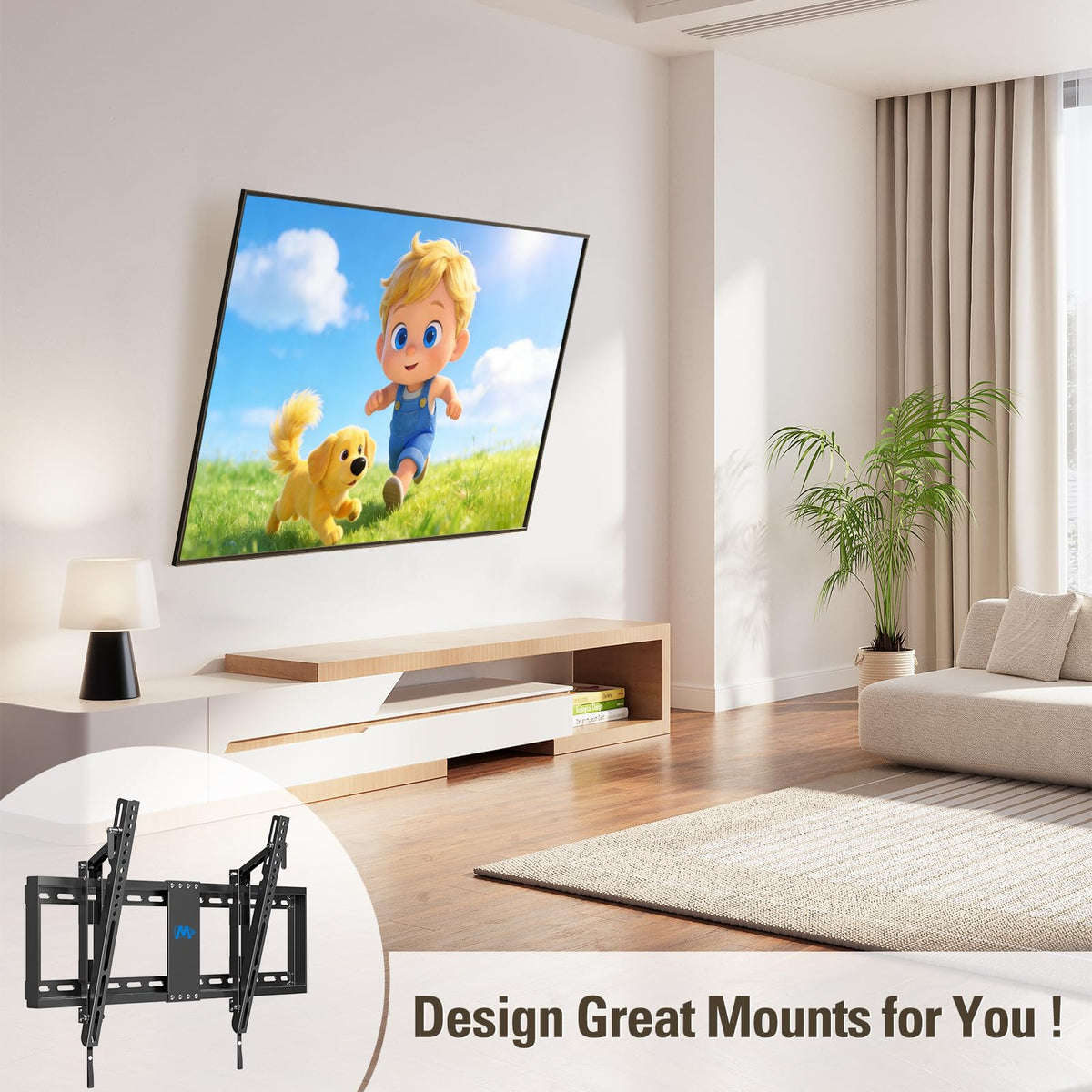 Mounting Dream Tilting TV Wall Mount for Most 37-90 Inch TVs up to 132lbs