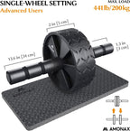 Amonax Convertible Ab Wheel Roller with Large Knee Mat for Core Abs Rollout