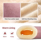 EverFoams Women's Suede Bootie Slippers Fuzzy Plush Collar Memory Foam