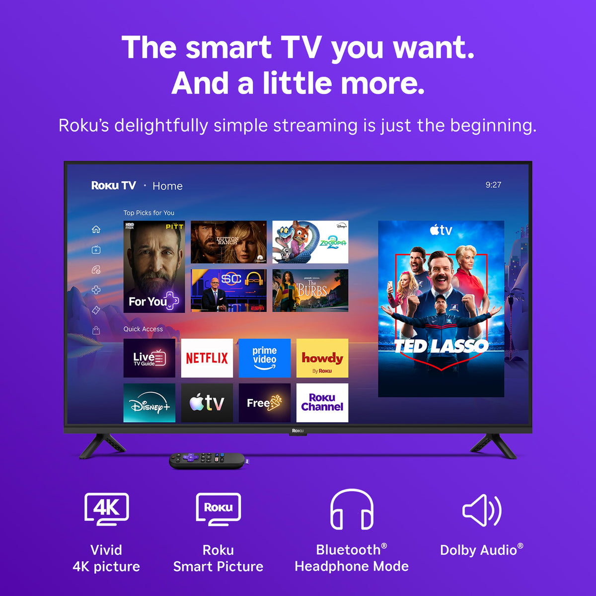 Roku 85-Inch Select Series Smart TV 2026-4K QLED TV - Roku TV