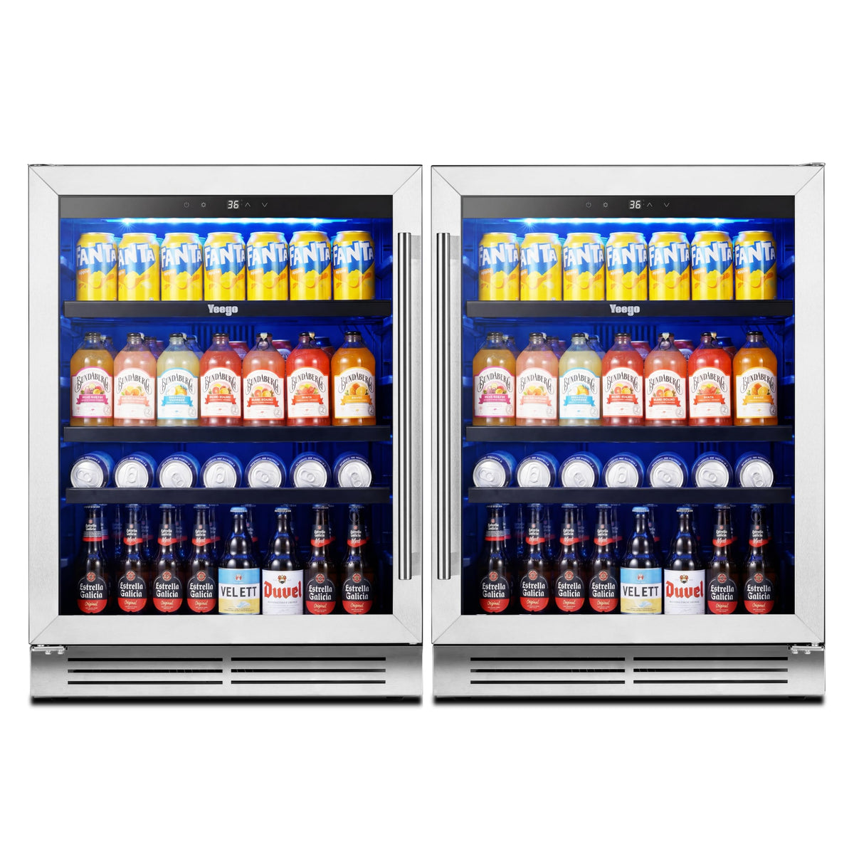 Yeego Beverage Refrigerator - 24 inch 180 Cans Beer Cooler with Glass Door