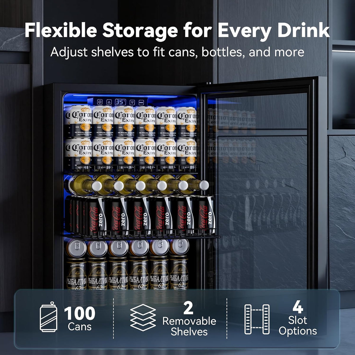 Beverage Refrigerator, 2.47 Cu.Ft Mini Fridge Beverage Cooler