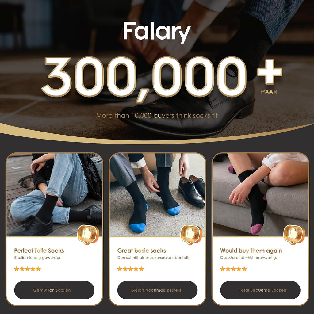 FALARY 12 Pairs Black Mens Socks, Plain Cotton Socks for Men & Women