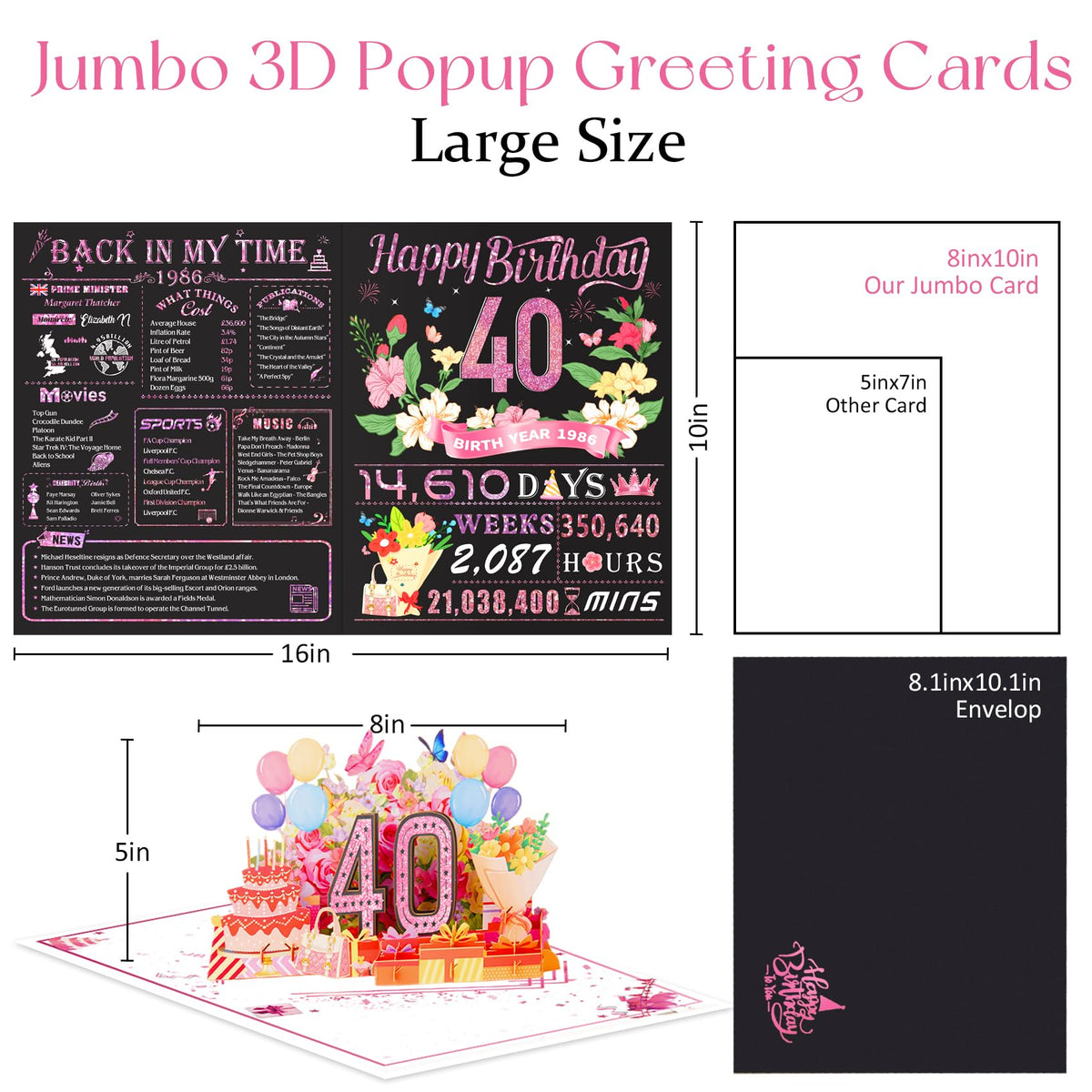 16th Birthday Card for Girl Boy Son Daughter, Big Pop Up 16th Birthday Cards for Grandson Granddaughter, Back In 2010 Funny 16 Year Old Birthday Decorations