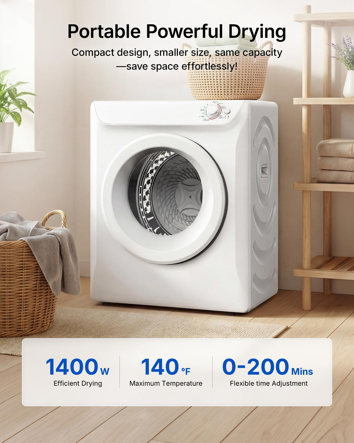 1.5 Cu. Ft. Protable Clothes Dryers with LED Control