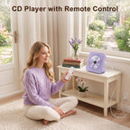 Portable CD Player with Bluetooth, Gueray Desktop CD Players for Home, Bulit-in Double HiFi Speakers, AUX&Headphone Jack, FM Radio Boombox with Remote Control, USB Port,LCD Display (White)