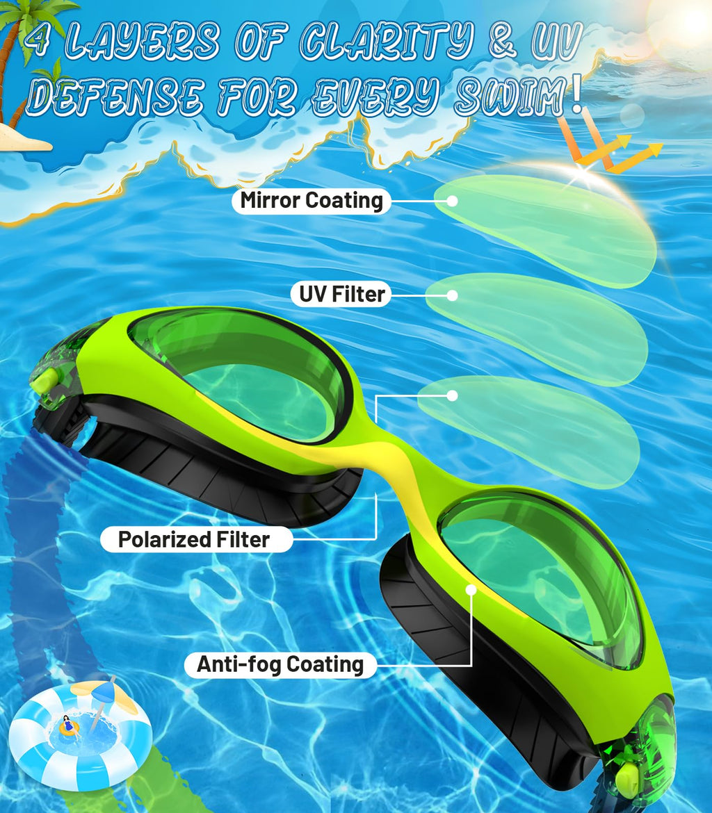 Kids Swimming Goggles for Boys & Girls Aged 6-14, Anti-Fog