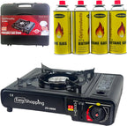Easy Shopping Portable Camping Gas Cooker Stove Single Burner With 4 Canaister BBQ Caravan Outdoor Party Stove comes with Carry Case