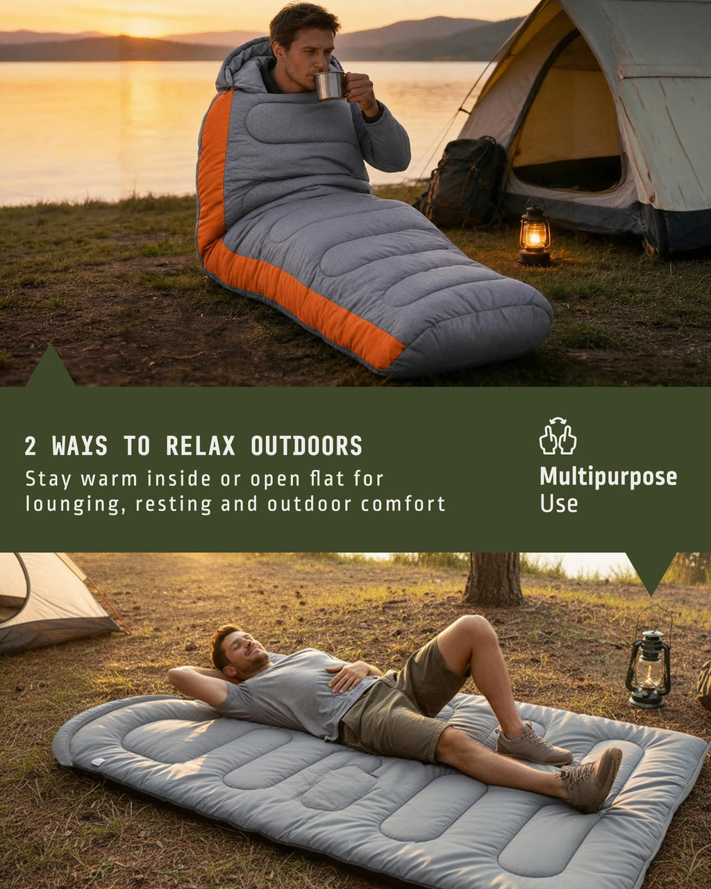 Voyager Sleeping Bag for Adults, Lightweight 3-4 Season Waterproof Camping