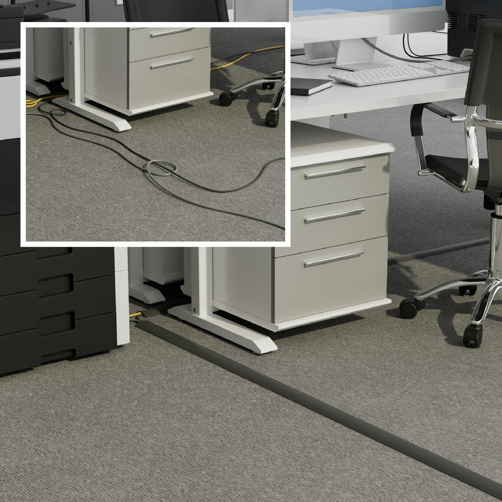 D-Line 6ft Floor Cord Cover, Cable Protector, Hide Extension Cords, Protect Cords, Prevent Cable Trips, Heavy Duty Cord Hider - Cable Cavity = 0.63" (W) x 0.31" (H) - Beige