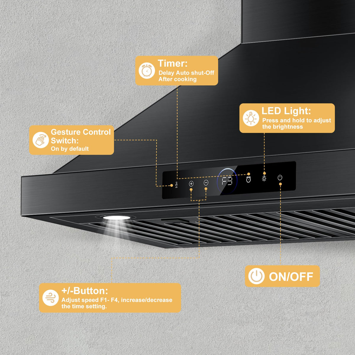 42 inch Range Hood Under Cabinet 1200 CFM Stainless Steel Stove Vent Hoods
