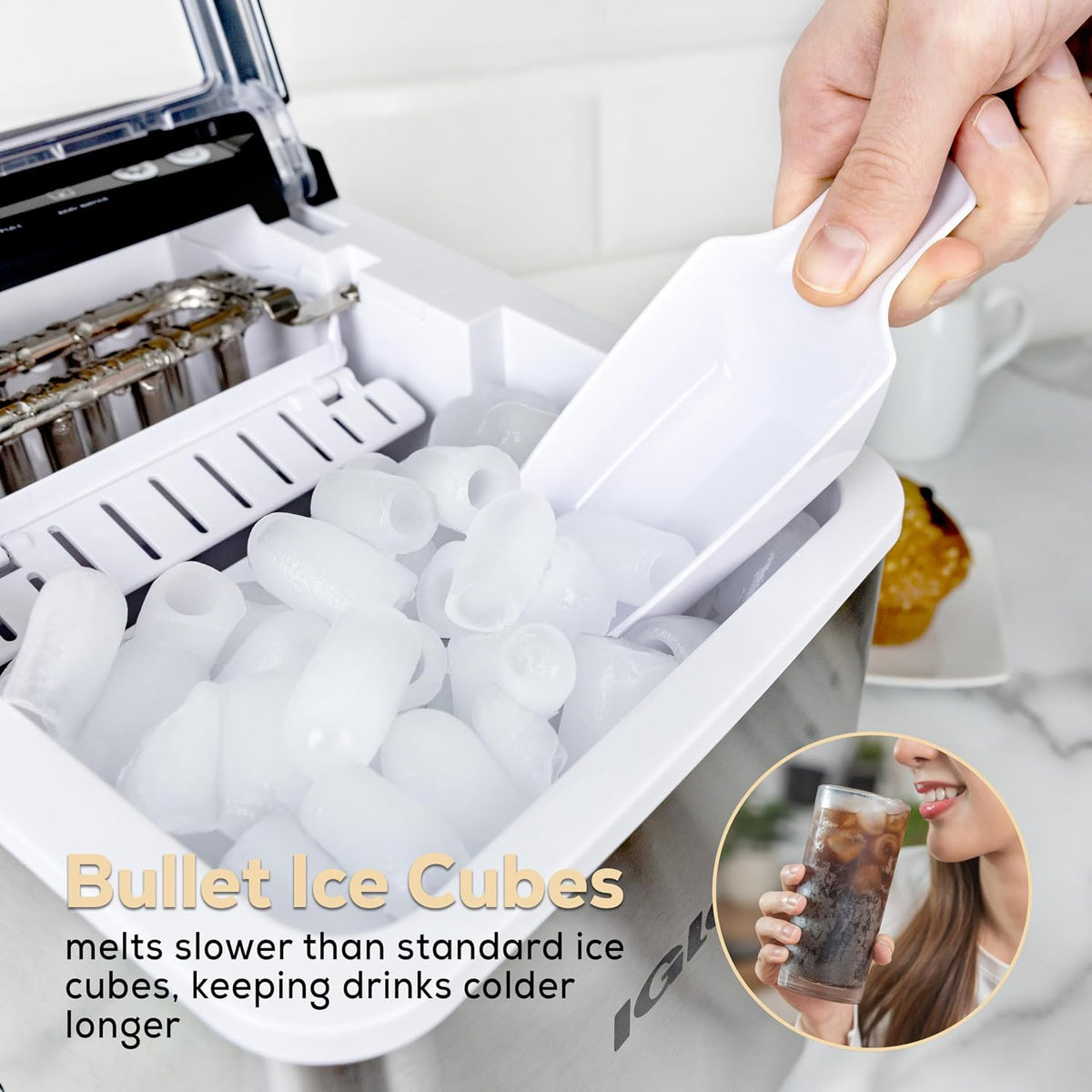 Igloo Ice Maker Countertop, Portable Ice Maker with Handle, 26lbs, Black