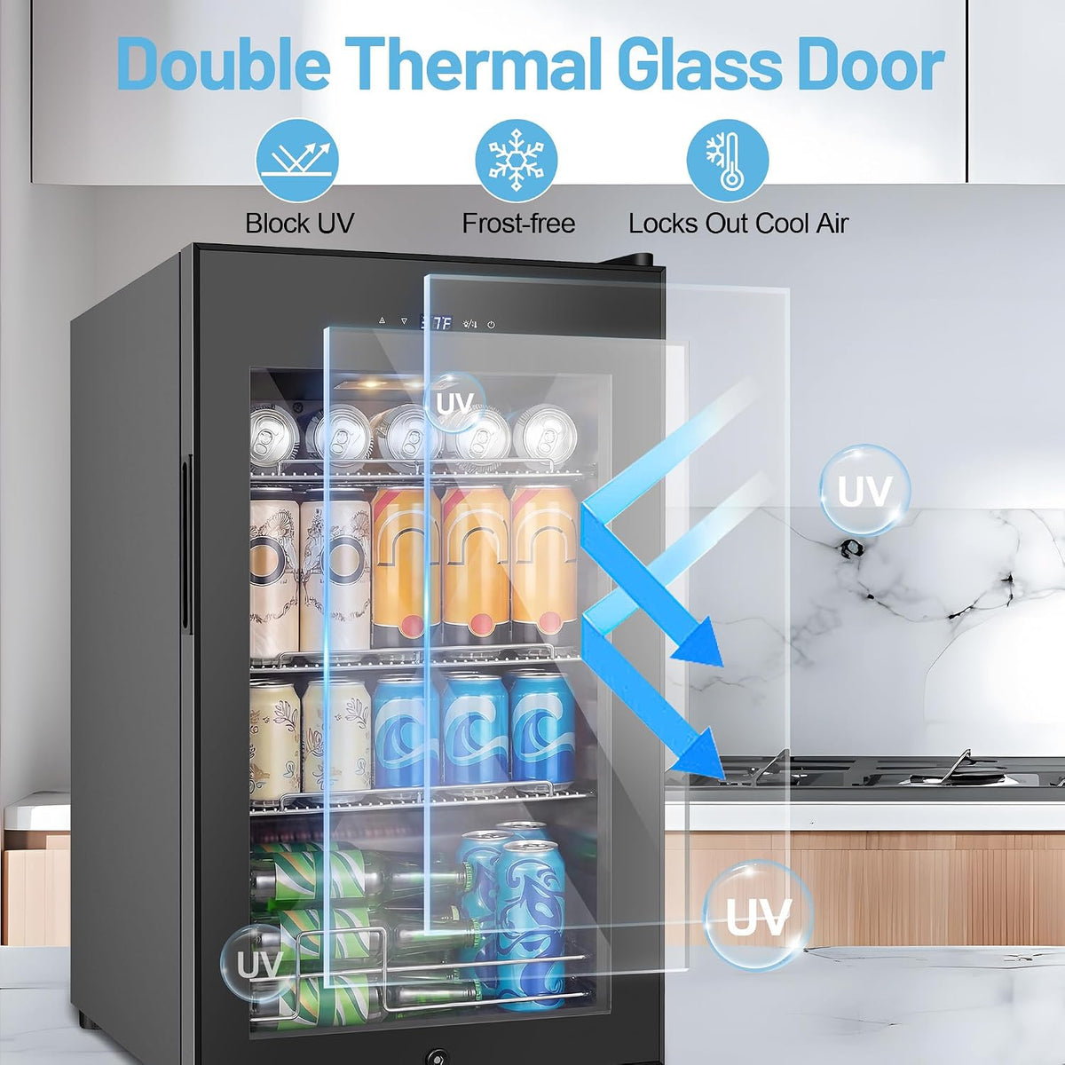 Mini Beverage Refrigerator Cooler -Small Beverage Fridge 1.4cu.ft