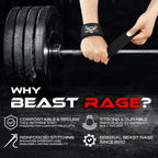 BEAST RAGE Weight Lifting Straps Fitness Padded Cotton Wrist Support Gel Advanced Grips Dumbbell Bar Wraps Heavy Duty Gym Bodybuilding Straps Power Deadlift Barbells Non Slip Exercise