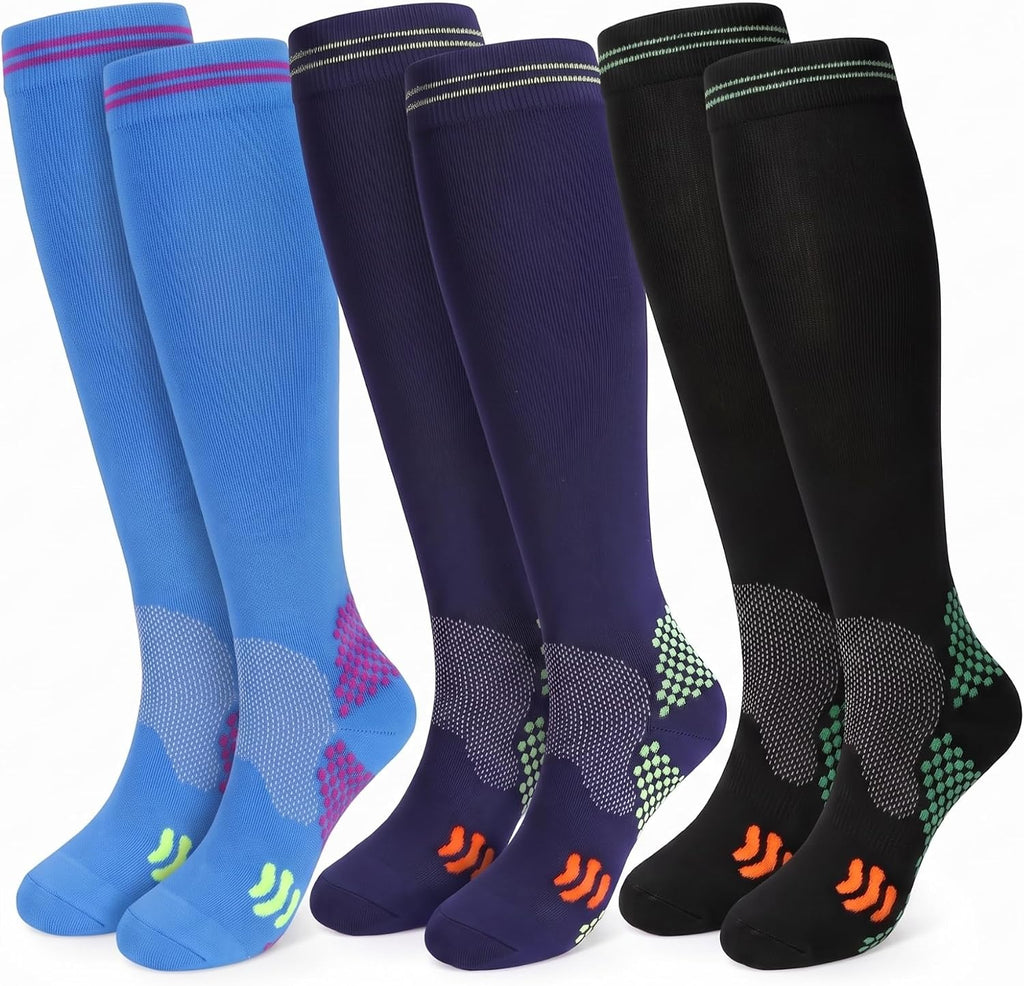 Compression Socks, (2/4/6/7 Pairs) for Men & Women 15-20 mmHg is Best for Athletics, Running, Flight Travel, Support